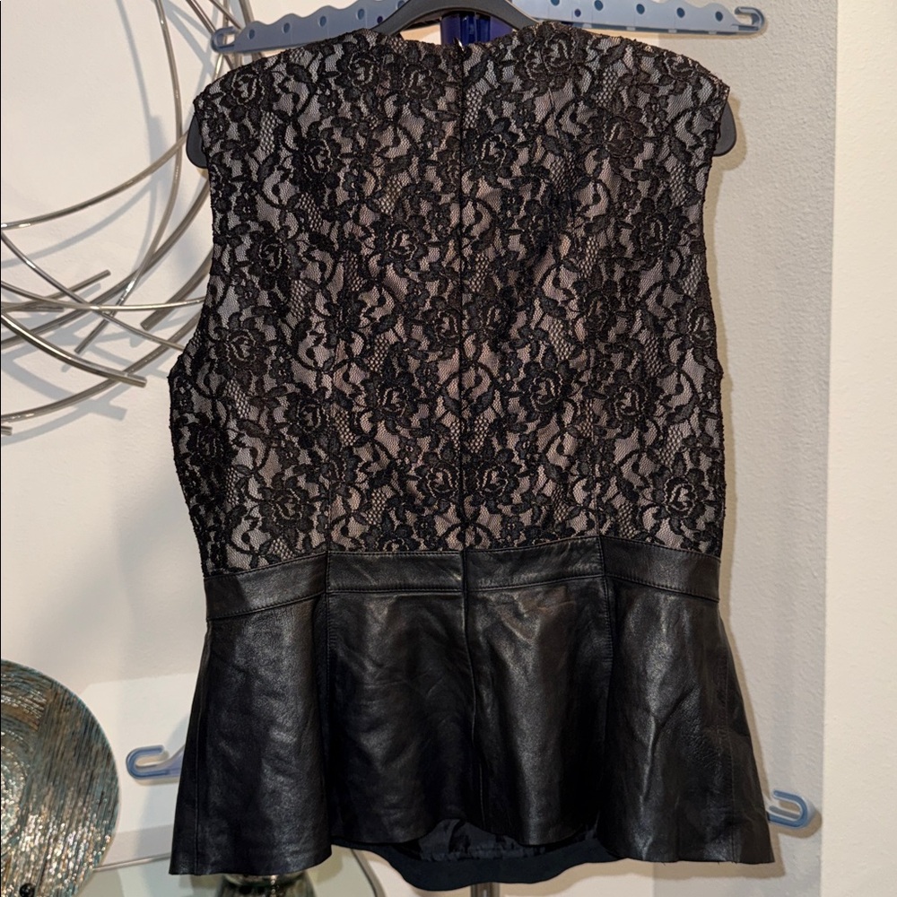 ANTONIO MELANI Black Lace and Leather Top - Picture 5 of 5